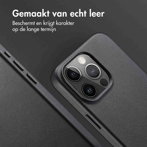Accezz MagSafe Leather Backcover iPhone 15 Pro Max - Onyx Black, afbeelding 2