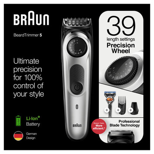 Braun Beard Trimmer BT5260 Men Trimmer & Hair Clipper, 39 Length Settings, Black/Silver Metal – image 8