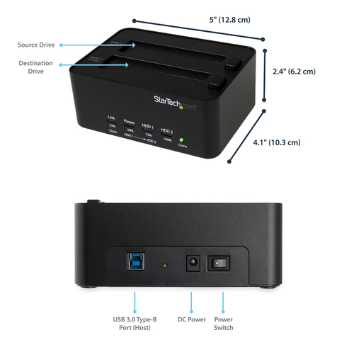 StarTech.com Dual Bay Hard Drive Duplicator and Eraser, Standalone SATA HDD/SSD Cloner/Copier, USB 3.0 to SATA Docking Station, Hard Drive Duplicator and Saniti – image 8