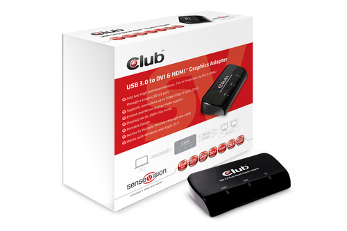 CLUB3D SenseVision USB3.0 to DVI-I & HDMI Graphics Adapter USB-graafikaadapter Must