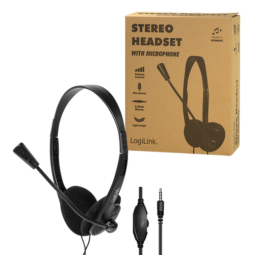 Logilink Stereo-Headset, 1x 3,5-mm-Klinke Bügelmikro Eco-Box, afbeelding 10