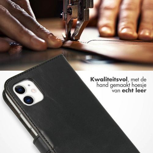 Selencia Echt Lederen Bookcase iPhone 11 - Zwart, afbeelding 2