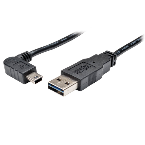 Cable Tripp Lite 3 pies USB 2.0 de alta velocidad Reversible A a ángulo recto 5Pin Mini BM / M - UR030-003-RAB