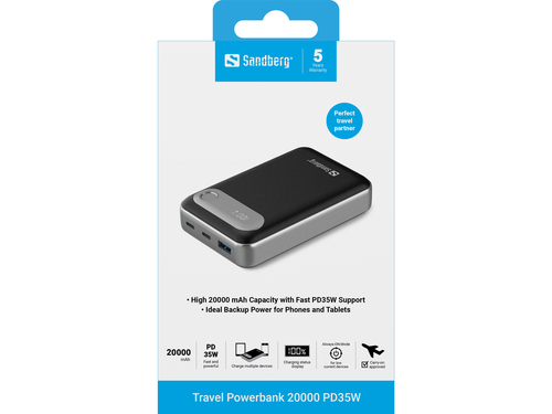 Sandberg 421-41 powerbank Lithium-Polymeer (LiPo) 20000 mAh Zwart, Zilver, afbeelding 3