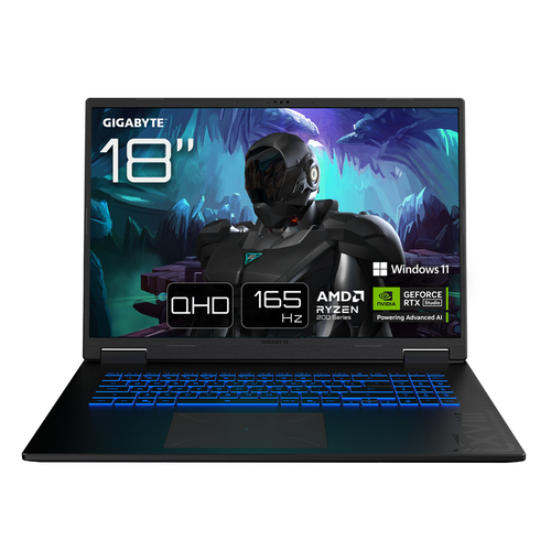 GIGABYTE GAMING A18 3VHK3USC64SH ноутбук AMD Ryzen™ 7 260 45,7 cm (18") WQXGA 32 GB DDR5-SDRAM 1 TB Твердотельный накопитель (SSD) NVIDIA GeForce RTX 5060 Wi-Fi 6E (802.11ax) Windows 11 Home Черный
