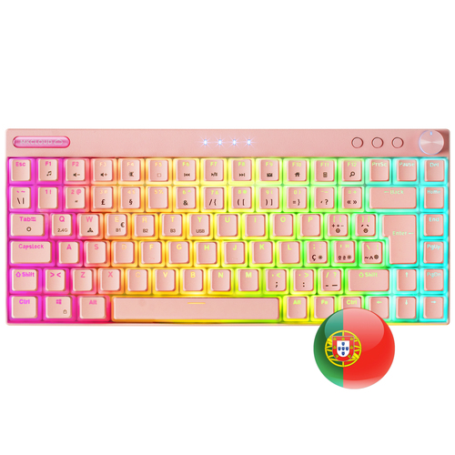 Mars Gaming MKCLOUD Wireless RGB Keyboard Pink Switch Red Portuguese