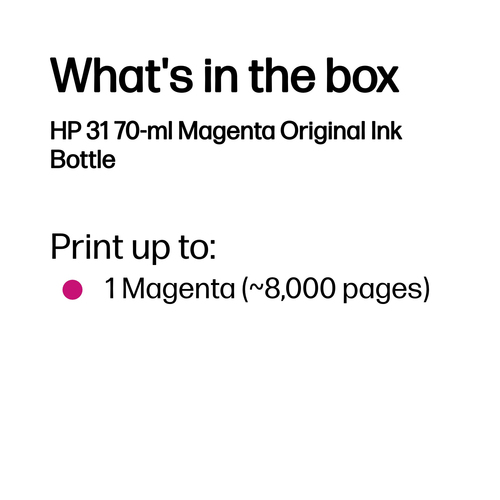 HP 31 Original Magenta Ink Bottle, Magenta - image 3