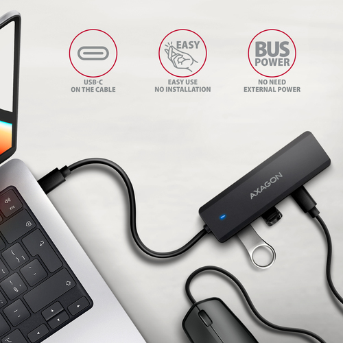 Axagon HUE-C2C 4× USB 5Gbps Hub, 2× USB-A & 2× USB-C, USB-C Power IN – image 4