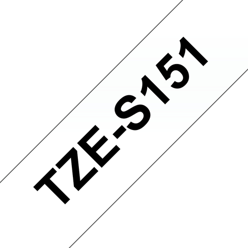 Original Brother TZES151 24mm Strong Adhesive Tape - Black on Clear - image 1