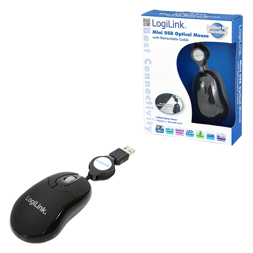 LogiLink Mini with retractable cable - Muis, afbeelding 3