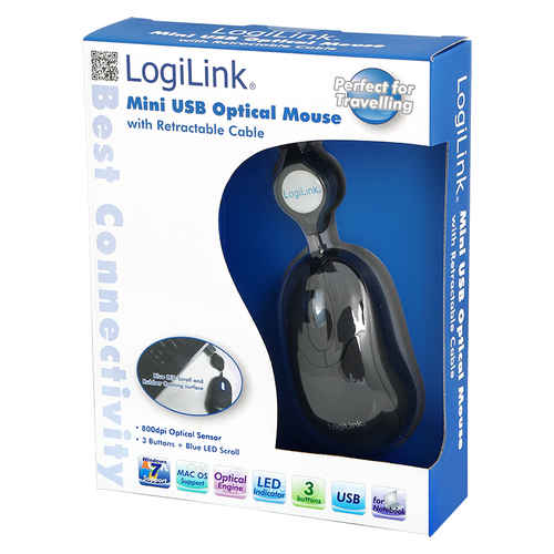 LogiLink Mini with retractable cable - Muis, afbeelding 2
