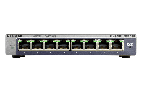 Netgear GS108E. Basic Switching RJ-45 Ethernet Ports-Typ: Gigabit Ethernet (10/100/1000), Anzahl der basisschaltenden RJ-4
