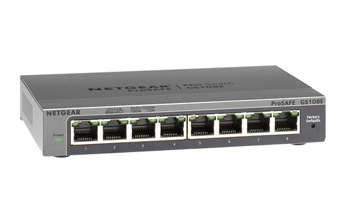 Netgear GS108E. Basic Switching RJ-45 Ethernet Ports-Typ: Gigabit Ethernet (10/100/1000), Anzahl der basisschaltenden RJ-4