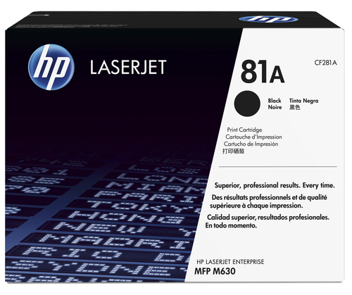 HP 81A Black Standard Capacity Toner 10.5K pages for HP LaserJet Enterprise M604/​M605/​M606/​M630 - CF281A