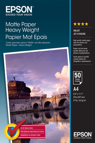 Epson A4 Matte Heavyweight Paper 50 Sheets - C13S041256