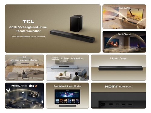 Tcl Q65H 5.1 Soundbar with Wireless Subwoofer - Black Titanium, Black - image 7
