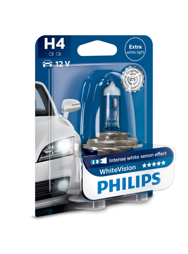 Philips WhiteVision 12342WHVB1 autotule pirn H4 60 W Halogeen