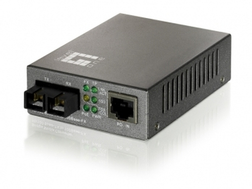 LevelOne 10/100BASE-TX to 100BASE-FX MMF SC PoE PD Converter
