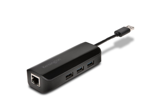 Kensington USB/Ethernet-Hub - USB - Extern - Schwarz - 3 Total USB Port(s) - 3 USB 3.0 Port(s)1 Netzwerk (RJ-45) Anschluss