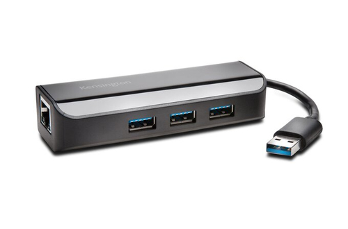 Kensington USB/Ethernet-Hub - USB - Extern - Schwarz - 3 Total USB Port(s) - 3 USB 3.0 Port(s)1 Netzwerk (RJ-45) Anschluss