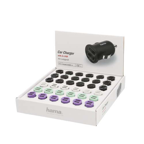 Hama 00210545 зарядное устройство для мобильных устройств Смартфон, Планшет Черный, Зеленый, Фиолетовый, Белый Прикуриватель Авто