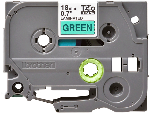 Original Brother P-Touch TZE741 18mm Gloss Tape - Black on Green - image 2