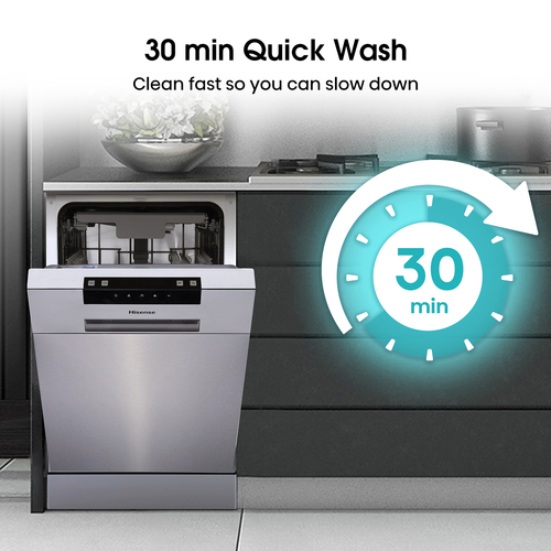 Hisense HS523E15XUK Slimline Dishwasher - Stainless Steel - E Rated, Stainless Steel - image 5