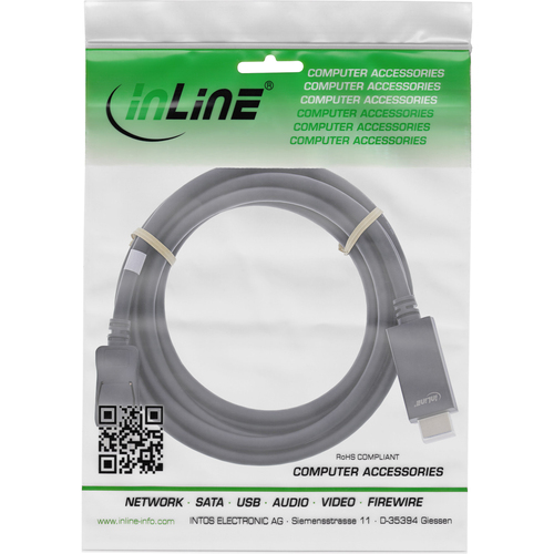 InLine 17182I video kabel adapter 2 m HDMI Type A (Standaard) DisplayPort Zwart, afbeelding 2