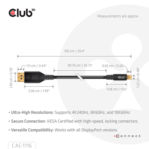 Club 3D CAC-1116 DisplayPort kabel 1m – billede 4