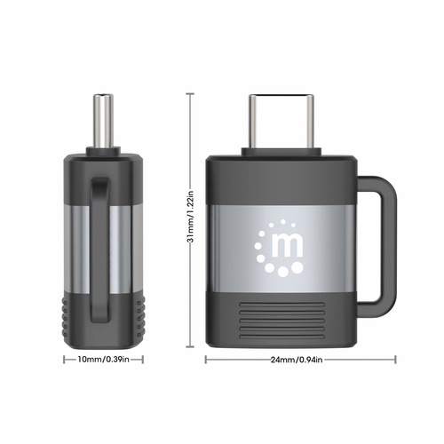 Manhattan 356312 cambiador de género para cable USB-A USB-C Negro, Gris imagen 5