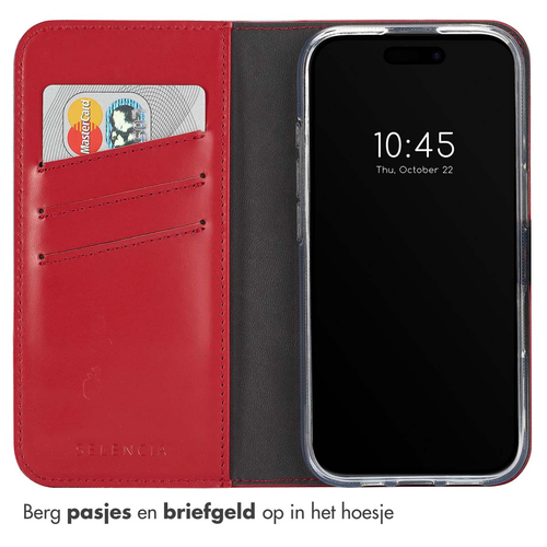 Selencia Echt Lederen Bookcase iPhone 16 Plus - Rood, afbeelding 3