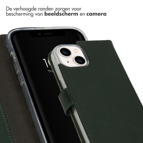 Selencia Echt Lederen Bookcase iPhone 14 - Groen, afbeelding 4