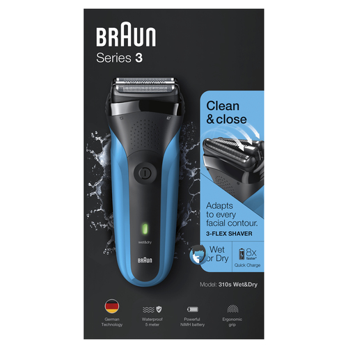 Braun Series 3 310 Electric Shaver, Wet & Dry Razor for Men, Black/Blue – image 2
