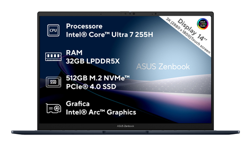 ASUS Zenbook 14 UX3405CA-PZ462W Intel Core Ultra 7 255H Laptop