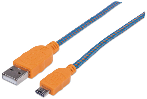 Cable UsbManhattan394024 V2 AMicro B Blister Textil 10M NaranjaAzul 394024 - 394024