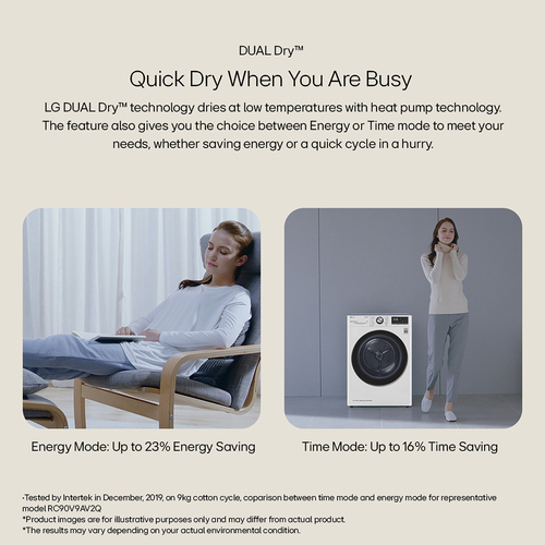 LG V7 FDV709W WiFi-enabled 9 kg Heat Pump Tumble Dryer - White - image 7