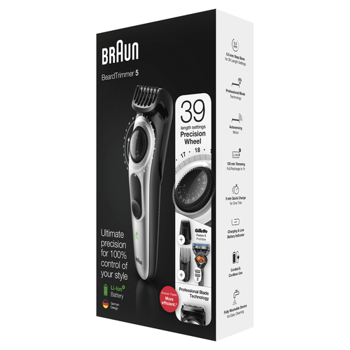 Braun Beard Trimmer BT5265 Men Trimmer & Hair Clipper, 39 Length Settings, Black/Silver Metal – image 7