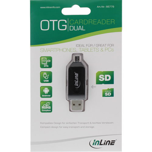 InLine 66779 USB/Micro-USB Zwart geheugenkaartlezer, afbeelding 2
