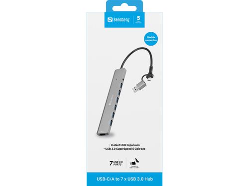 Sandberg USB-C/A to 7 x USB 3.0 Hub – image 3