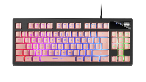 Mars Gaming MKAXPPT Compact Keyboard TKL H-Mech RGB Lighting 9 Effects Gel Wrist Rest Pink Portuguese Language
