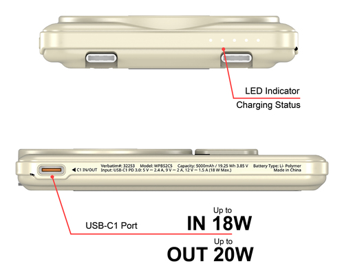 Verbatim Charge'n'G0 2C power Bank 5000 rnAh Gold – image 6