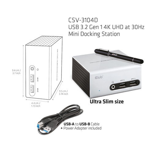 Club 3D USB 3.2 Gen 1 4K UHD Mini Docking Station dockingstation, afbeelding 9