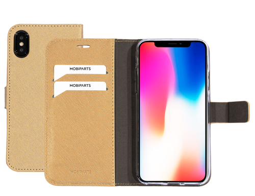 Mobiparts Saffiano Wallet Case Apple iPhone X, iPhone XS Gold – image 1