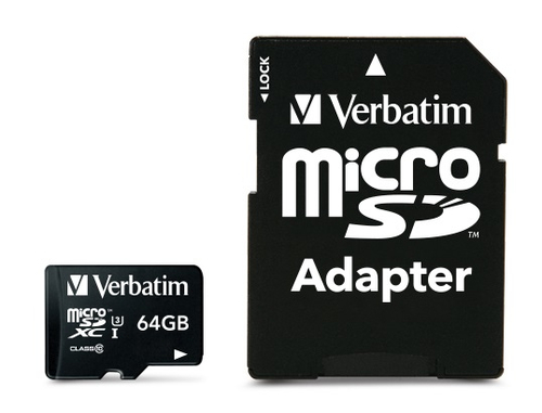 Verbatim Pro (64GB) Class 3 Micro Sdxc Card with Adaptor - 47042 - image 1