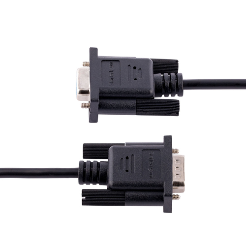 StarTech.com 3m RS232 Serial Null Modem Cable, Crossover Serial Cable w/Al-Mylar Shielding, DB9 Serial COM Port Cable Female to Male, Compatible w/DTE Devices - Tool-Less Design w/Thumbscrews, Black, F/M (9FMNM-3M-RS232-CABLE) Nulmodem-kabel 3m Sort – billede 3