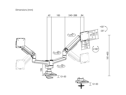 Equip 650183 monitorarm Wit, afbeelding 5