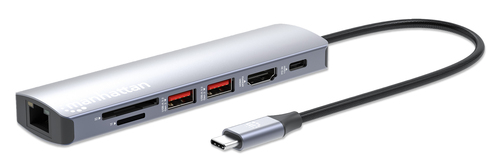 153966 Docking USB-C MANHATTAN 153966 153966 Docking USB-C Con Lector De Tarjetas 7 En 1