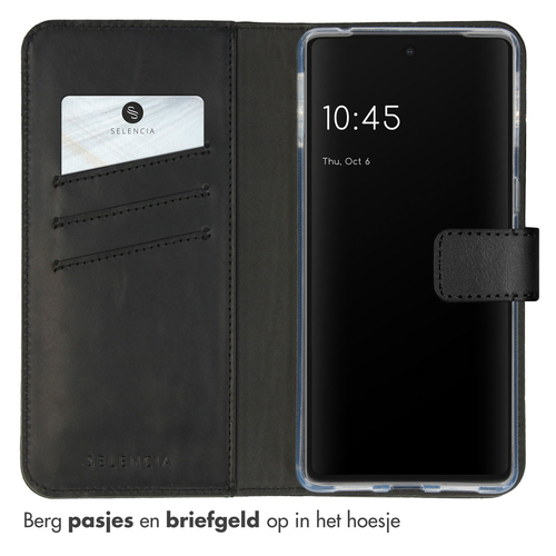 Selencia Echt Lederen Bookcase Google Pixel 7 Pro - Zwart, afbeelding 3