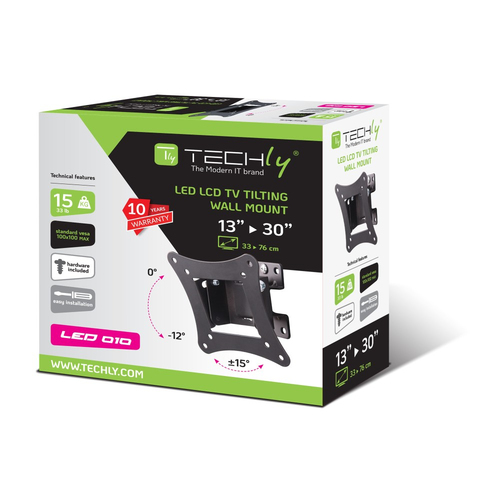 Techly wall mount neigbar voor LCD/LED TV 13-30" zwart, afbeelding 2