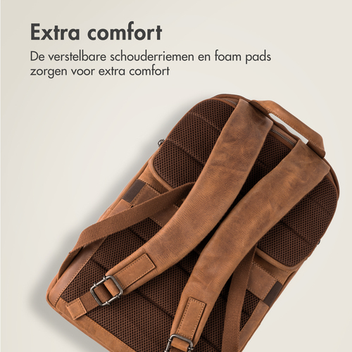 Accezz Leather Laptop rugzak 16 inch - Cognac, afbeelding 8